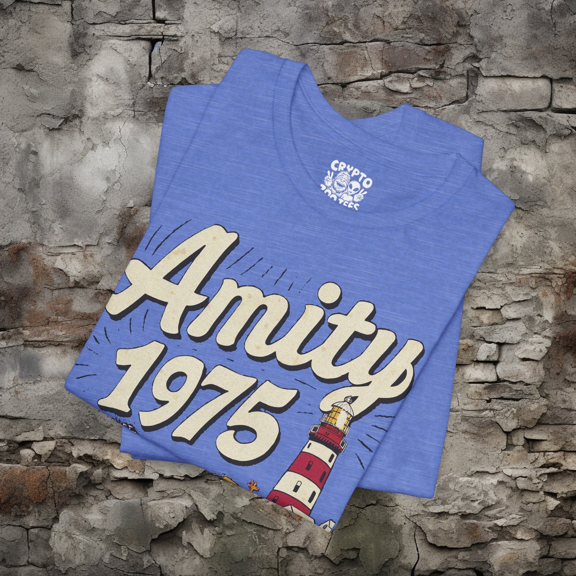 T-Shirt - Amity 1975 Jaws Movie Shark Week Fan Shirt | Bella + Canvas Unisex T-shirt from Crypto Zoo Tees