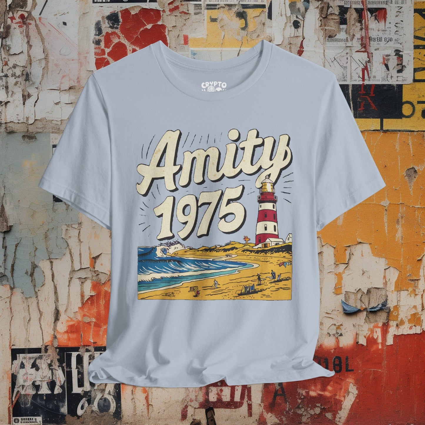 T-Shirt - Amity 1975 Jaws Movie Shark Week Fan Shirt | Bella + Canvas Unisex T-shirt from Crypto Zoo Tees