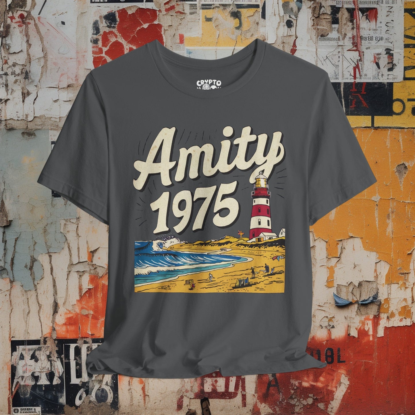 T-Shirt - Amity 1975 Jaws Movie Shark Week Fan Shirt | Bella + Canvas Unisex T-shirt from Crypto Zoo Tees