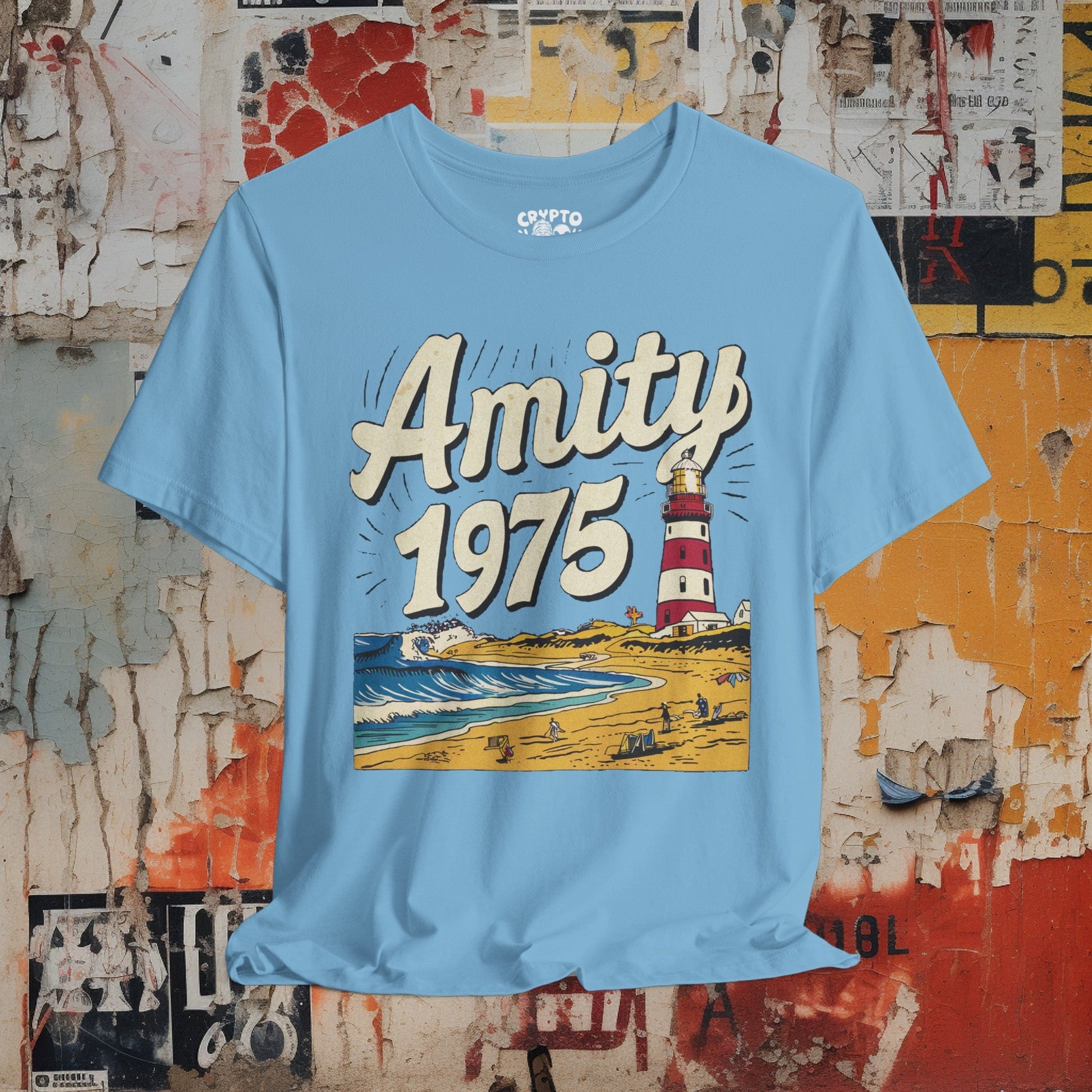 T-Shirt - Amity 1975 Jaws Movie Shark Week Fan Shirt | Bella + Canvas Unisex T-shirt from Crypto Zoo Tees