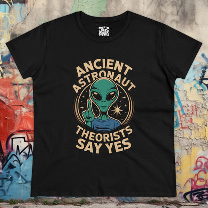 T-Shirt - Ancient Astronaut Theorist Say Yes T-Shirt Hoodie Ladies Sweatshirt Gift for UFO Fans Alien Believers Ancient Alien Theory Top from Crypto Zoo Tees