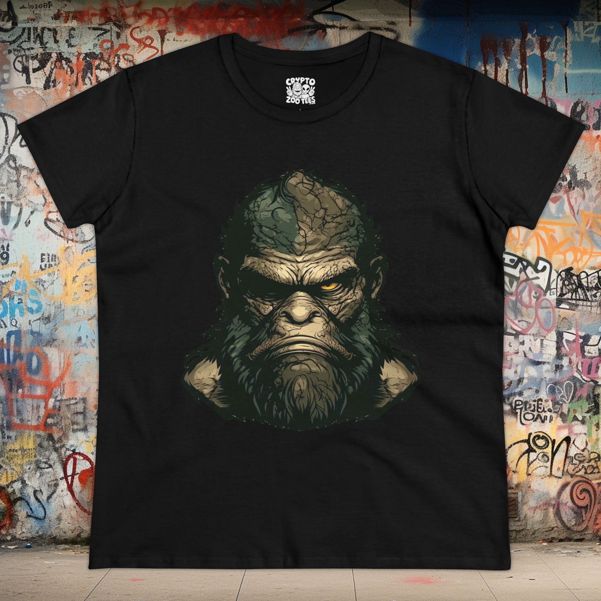 T-Shirt - Angry Bigfoot Ladies Tee - Funny Cryptid Graphic T-Shirt from Crypto Zoo Tees