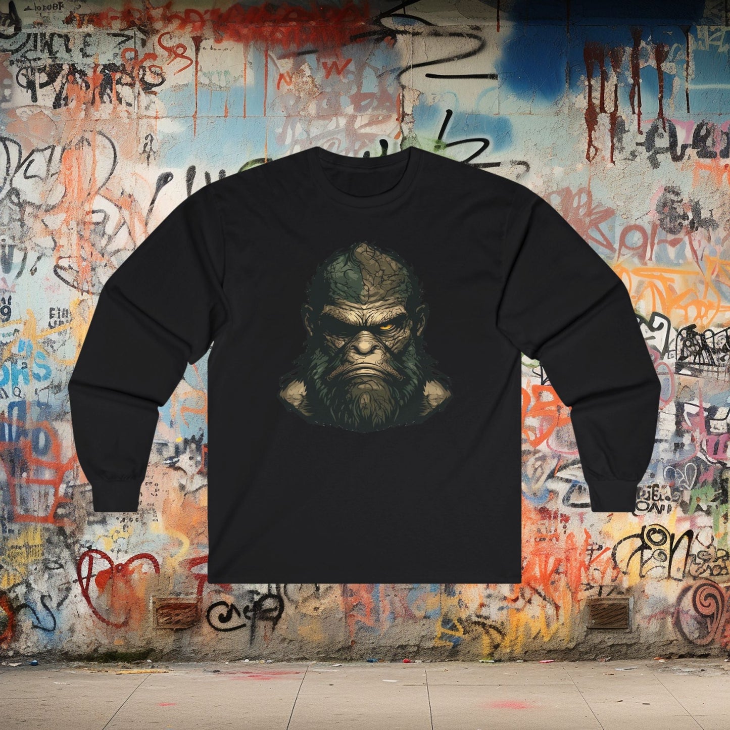 Long - sleeve - Angry Bigfoot Long Sleeve Tee - Funny Cryptid Graphic Shirt from Crypto Zoo Tees