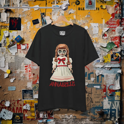 T-Shirt - Annabelle Doll Tee - Creepy Doll T-Shirt, Horror Movie Graphic Tee, Unisex Scary Shirt, Retro Pop Culture Gift, Unique Halloween Tee from Crypto Zoo Tees