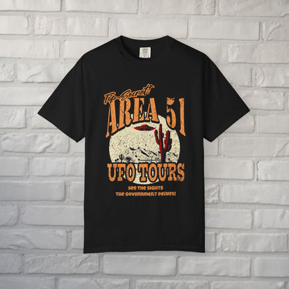 T-Shirt - Area 51 UFO Tours Shirt | Alien & UFO | Unisex Heavy Vintage - Unisex Comfort Colors 1717 from Crypto Zoo Tees
