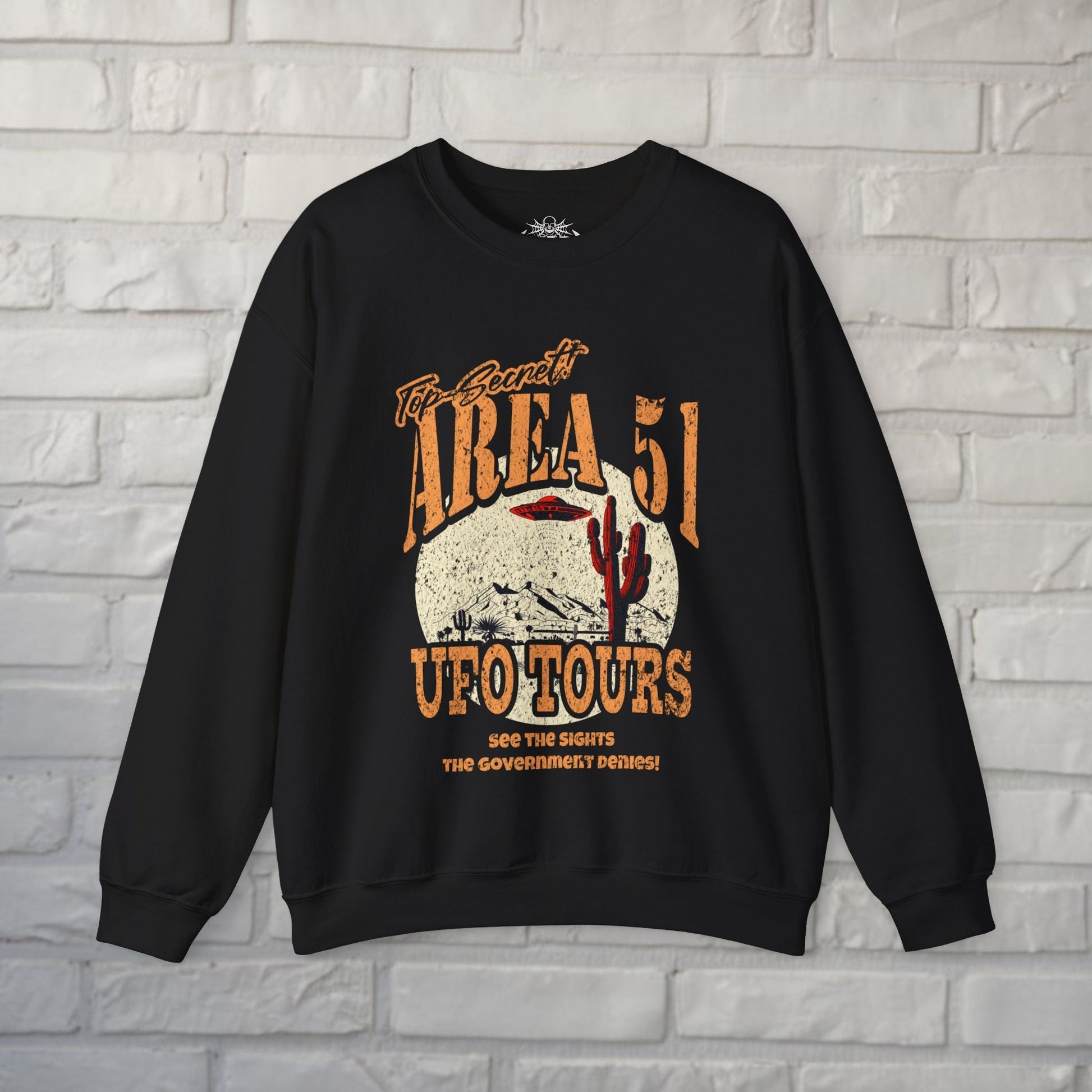 Sweatshirt - Area 51 UFO Tours Sweatshirt | Alien & UFO | Unisex Crewneck Sweatshirt - Gildan 18000 from Crypto Zoo Tees