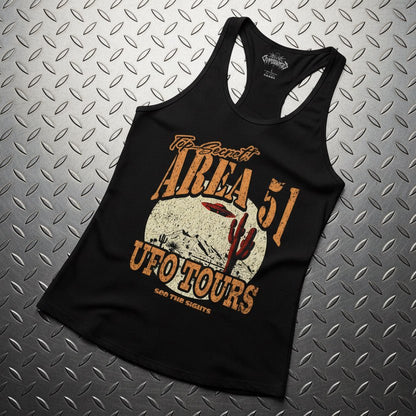 Tank Top - Area 51 UFO Tours Tank | Alien & UFO | Ladies Racerback Tank Top - Next Level 1533 from Crypto Zoo Tees
