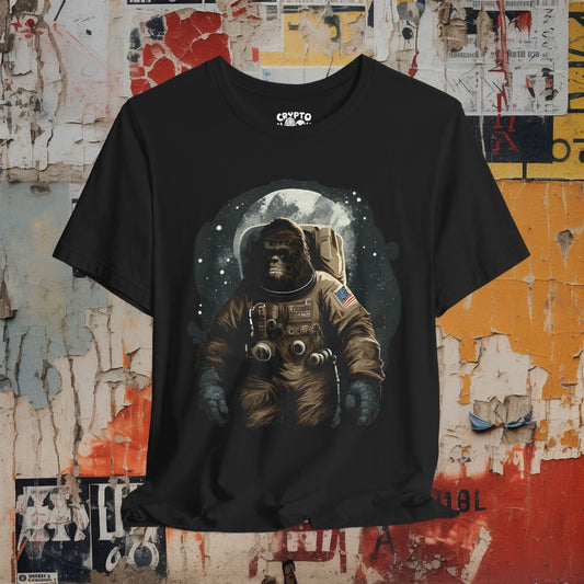 T-Shirt - Astronaut Bigfoot Tee - Funny Space Graphic T-Shirt, Bigfoot in Space Tee, Unisex Quirky Shirt, Unique Gift for Cryptid and Sci - Fi Fans from Crypto Zoo Tees