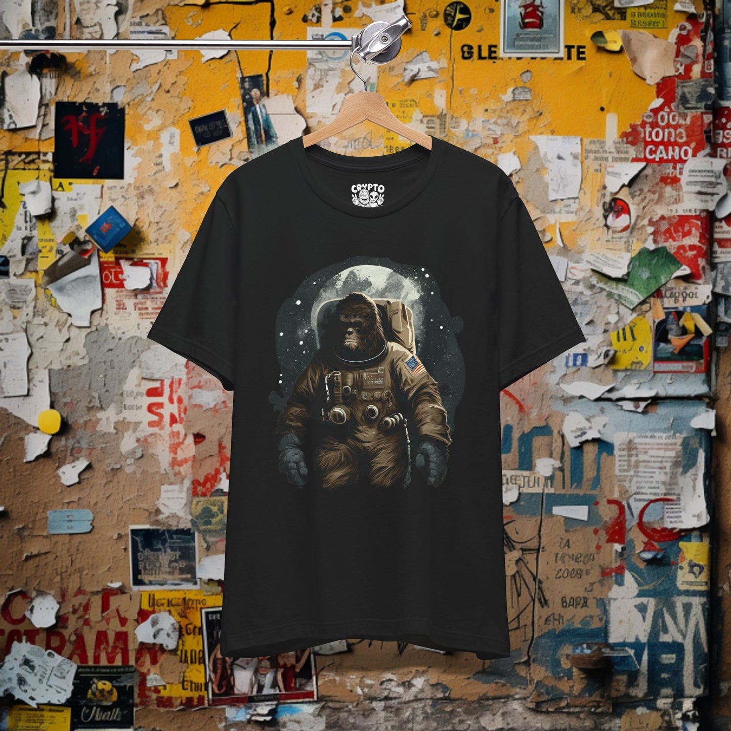 T-Shirt - Astronaut Bigfoot Tee - Funny Space Graphic T-Shirt, Bigfoot in Space Tee, Unisex Quirky Shirt, Unique Gift for Cryptid and Sci - Fi Fans from Crypto Zoo Tees