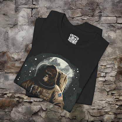 T-Shirt - Astronaut Bigfoot Tee - Funny Space Graphic T-Shirt, Bigfoot in Space Tee, Unisex Quirky Shirt, Unique Gift for Cryptid and Sci - Fi Fans from Crypto Zoo Tees