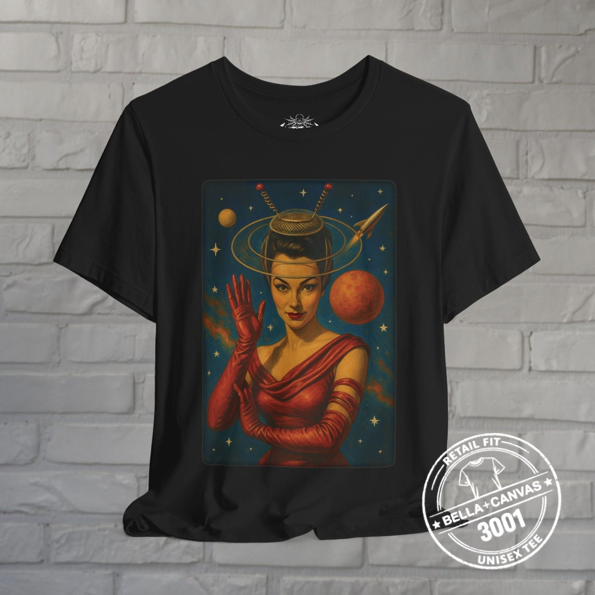 T-Shirt - Atomic Age Lady | Unisex T-shirt (Bella+Canvas 3001) | Alien &amp; UFO | Retro & Vintage from Crypto Zoo Tees
