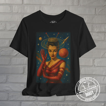 T-Shirt - Atomic Age Lady | Unisex T-shirt (Bella+Canvas 3001) | Alien &amp; UFO | Retro & Vintage from Crypto Zoo Tees