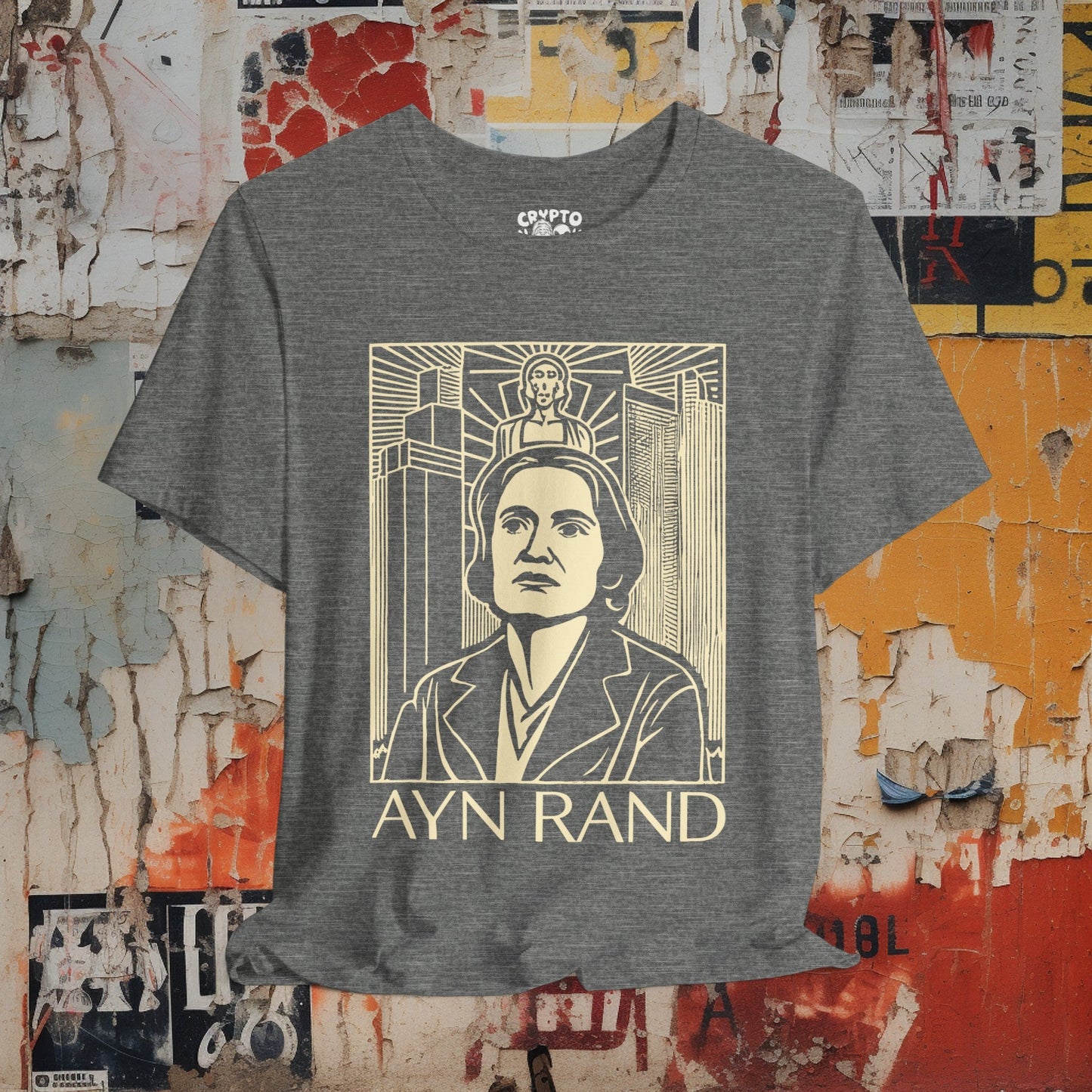 T-Shirt - Ayn Rand Atlas Shrugged Fountainhead Author Tee | Bella + Canvas Unisex T-shirt from Crypto Zoo Tees