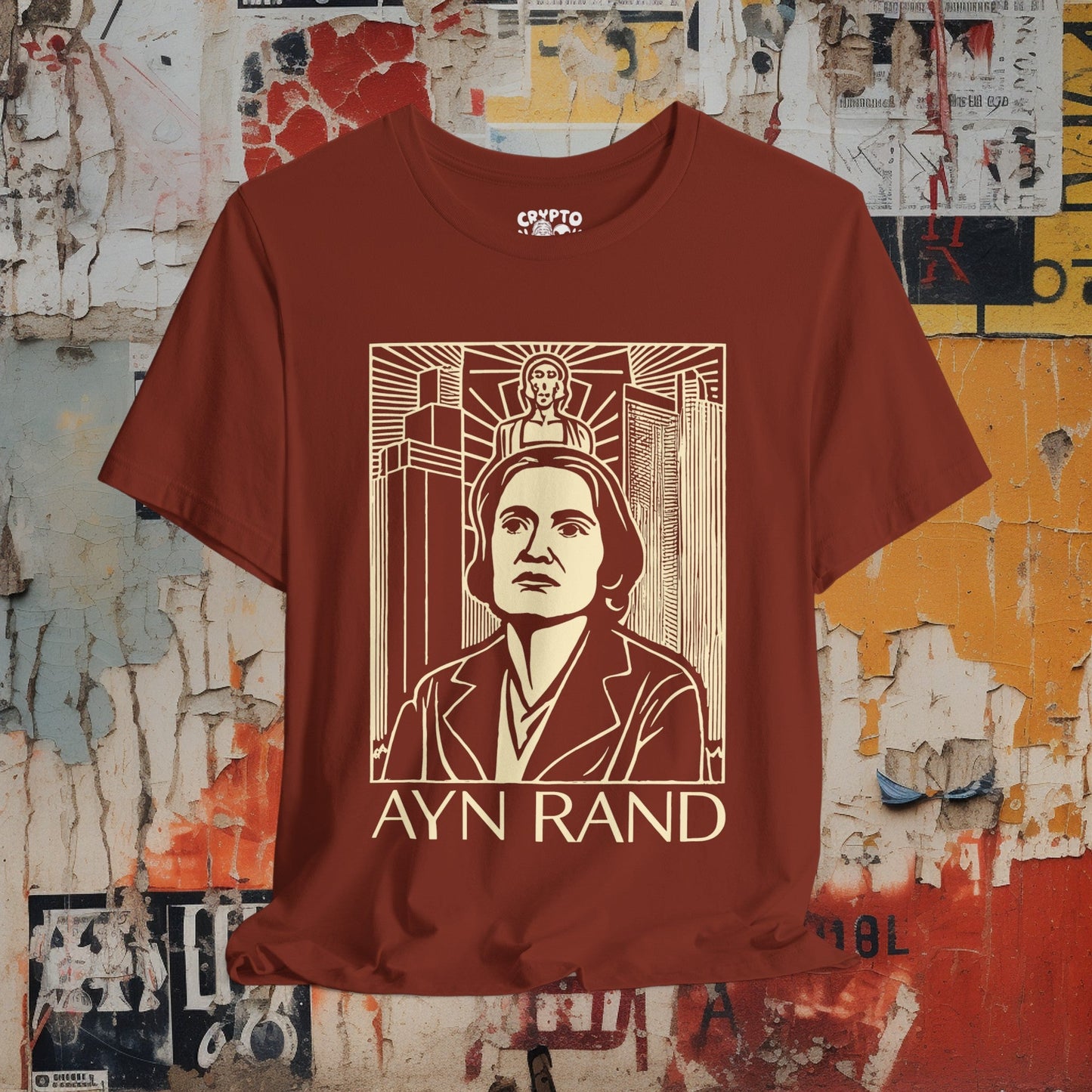 T-Shirt - Ayn Rand Atlas Shrugged Fountainhead Author Tee | Bella + Canvas Unisex T-shirt from Crypto Zoo Tees