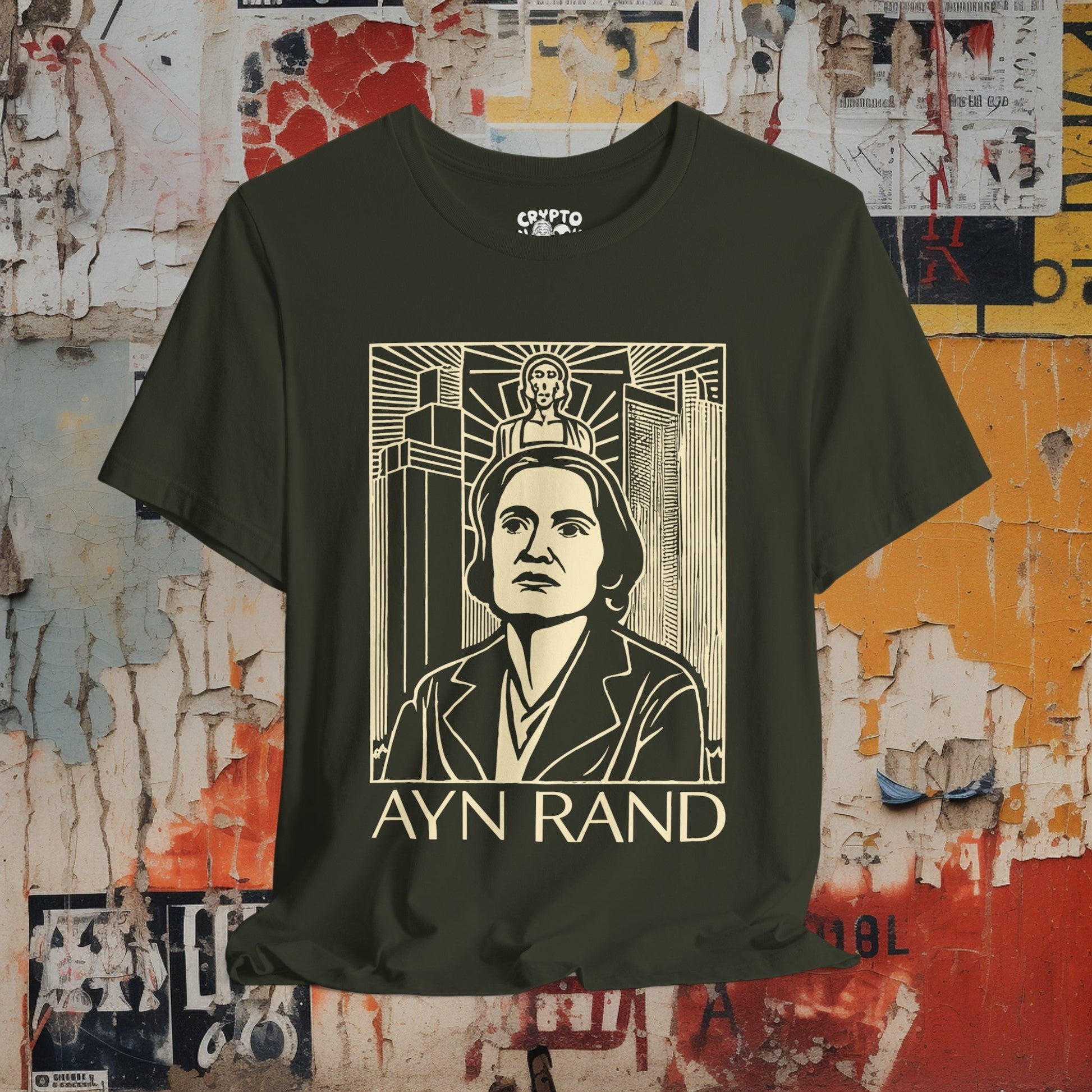 T-Shirt - Ayn Rand Atlas Shrugged Fountainhead Author Tee | Bella + Canvas Unisex T-shirt from Crypto Zoo Tees