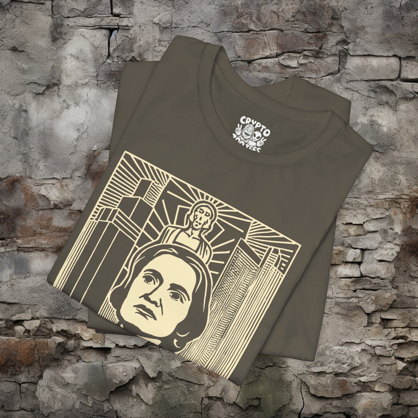 T-Shirt - Ayn Rand Atlas Shrugged Fountainhead Author Tee | Bella + Canvas Unisex T-shirt from Crypto Zoo Tees