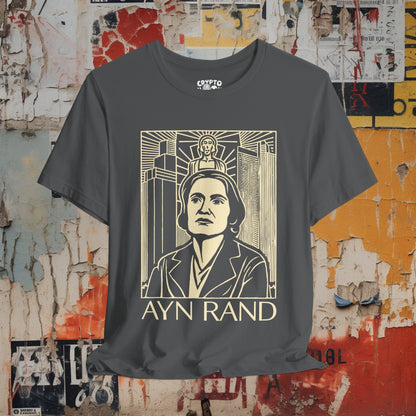 T-Shirt - Ayn Rand Atlas Shrugged Fountainhead Author Tee | Bella + Canvas Unisex T-shirt from Crypto Zoo Tees