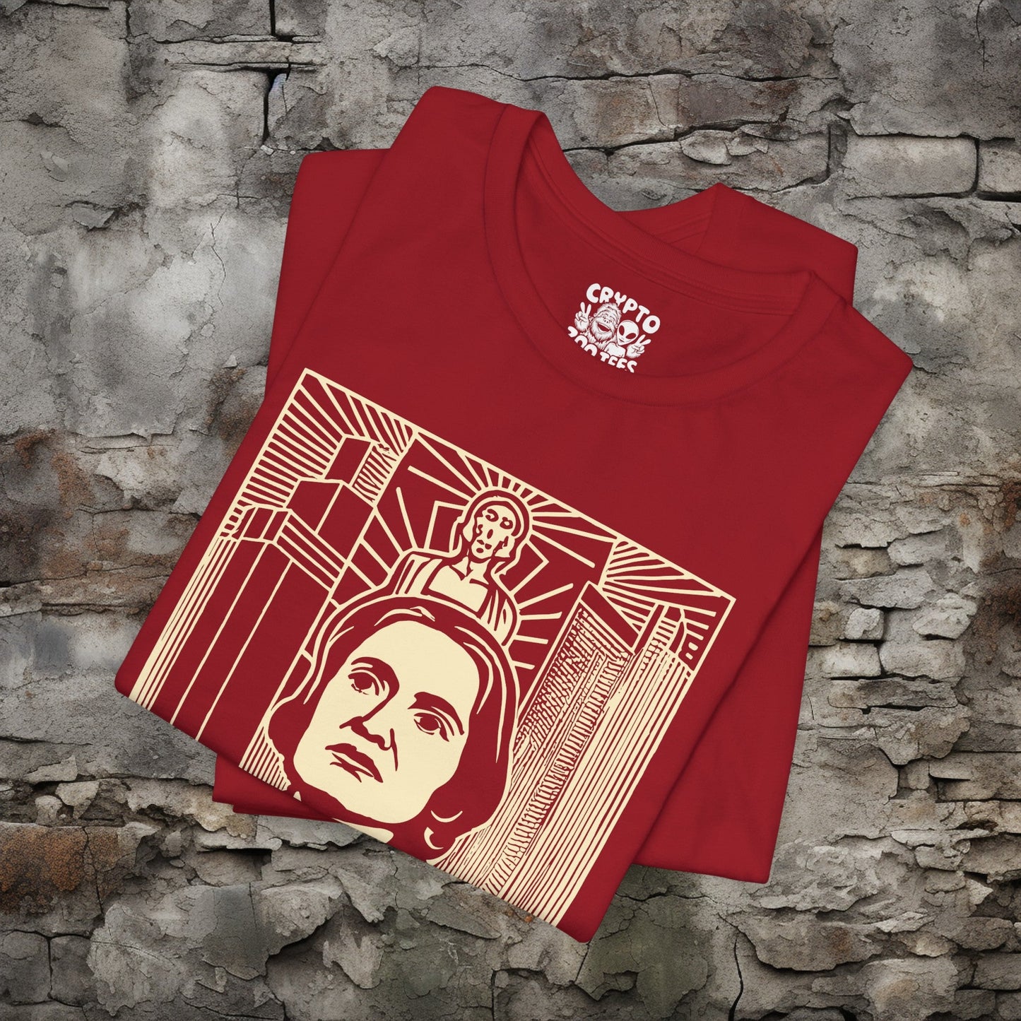 T-Shirt - Ayn Rand Atlas Shrugged Fountainhead Author Tee | Bella + Canvas Unisex T-shirt from Crypto Zoo Tees