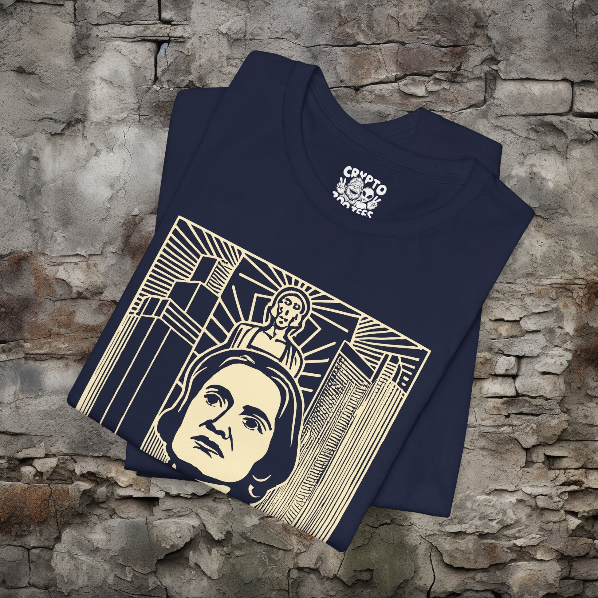 T-Shirt - Ayn Rand Atlas Shrugged Fountainhead Author Tee | Bella + Canvas Unisex T-shirt from Crypto Zoo Tees