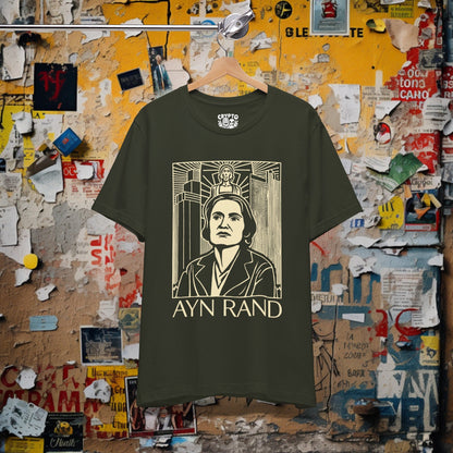 T-Shirt - Ayn Rand Atlas Shrugged Fountainhead Author Tee | Bella + Canvas Unisex T-shirt from Crypto Zoo Tees