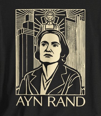 T-Shirt - Ayn Rand Atlas Shrugged Fountainhead Author Tee | Bella + Canvas Unisex T-shirt from Crypto Zoo Tees