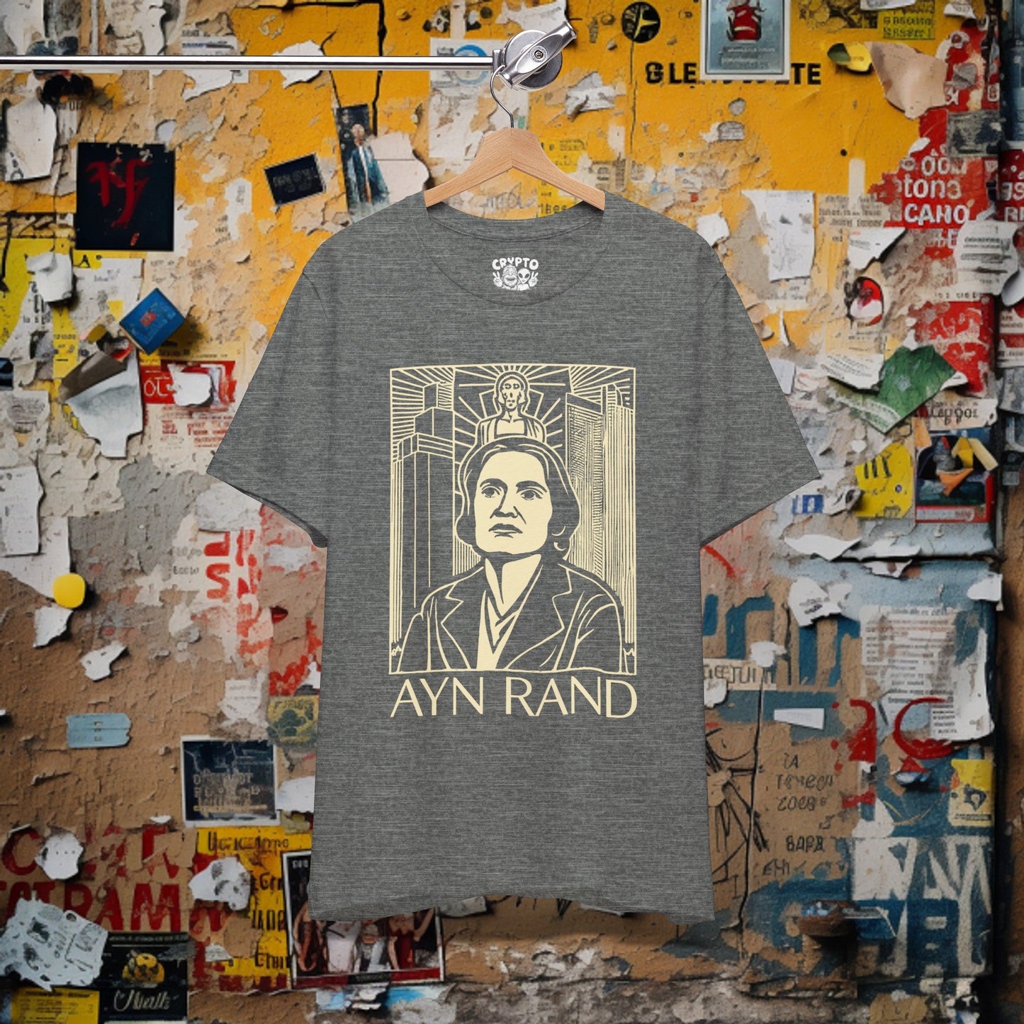 T-Shirt - Ayn Rand Atlas Shrugged Fountainhead Author Tee | Bella + Canvas Unisex T-shirt from Crypto Zoo Tees