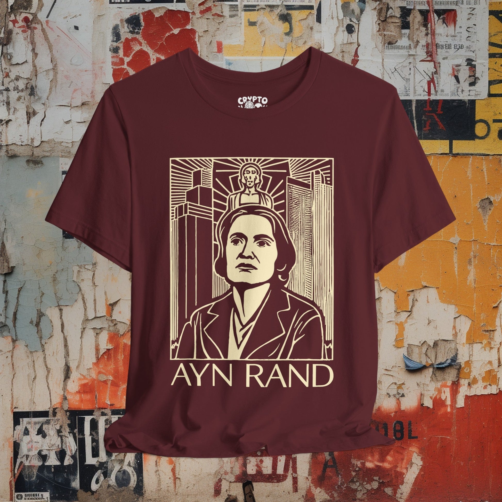 T-Shirt - Ayn Rand Atlas Shrugged Fountainhead Author Tee | Bella + Canvas Unisex T-shirt from Crypto Zoo Tees