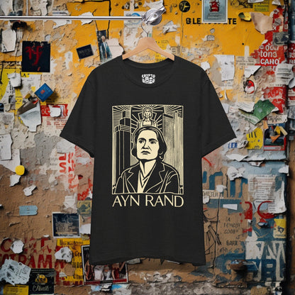 T-Shirt - Ayn Rand Atlas Shrugged Fountainhead Author Tee | Bella + Canvas Unisex T-shirt from Crypto Zoo Tees