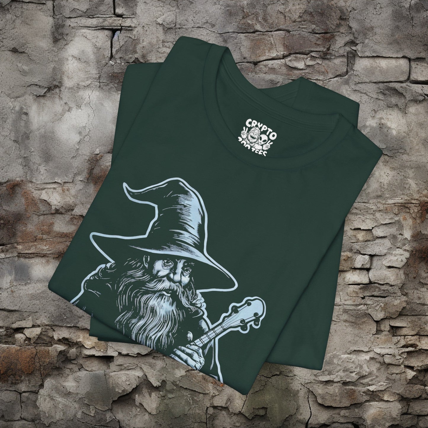 T-Shirt - Banjo Playing Wizard Tee | Bella + Canvas Unisex T-shirt from Crypto Zoo Tees