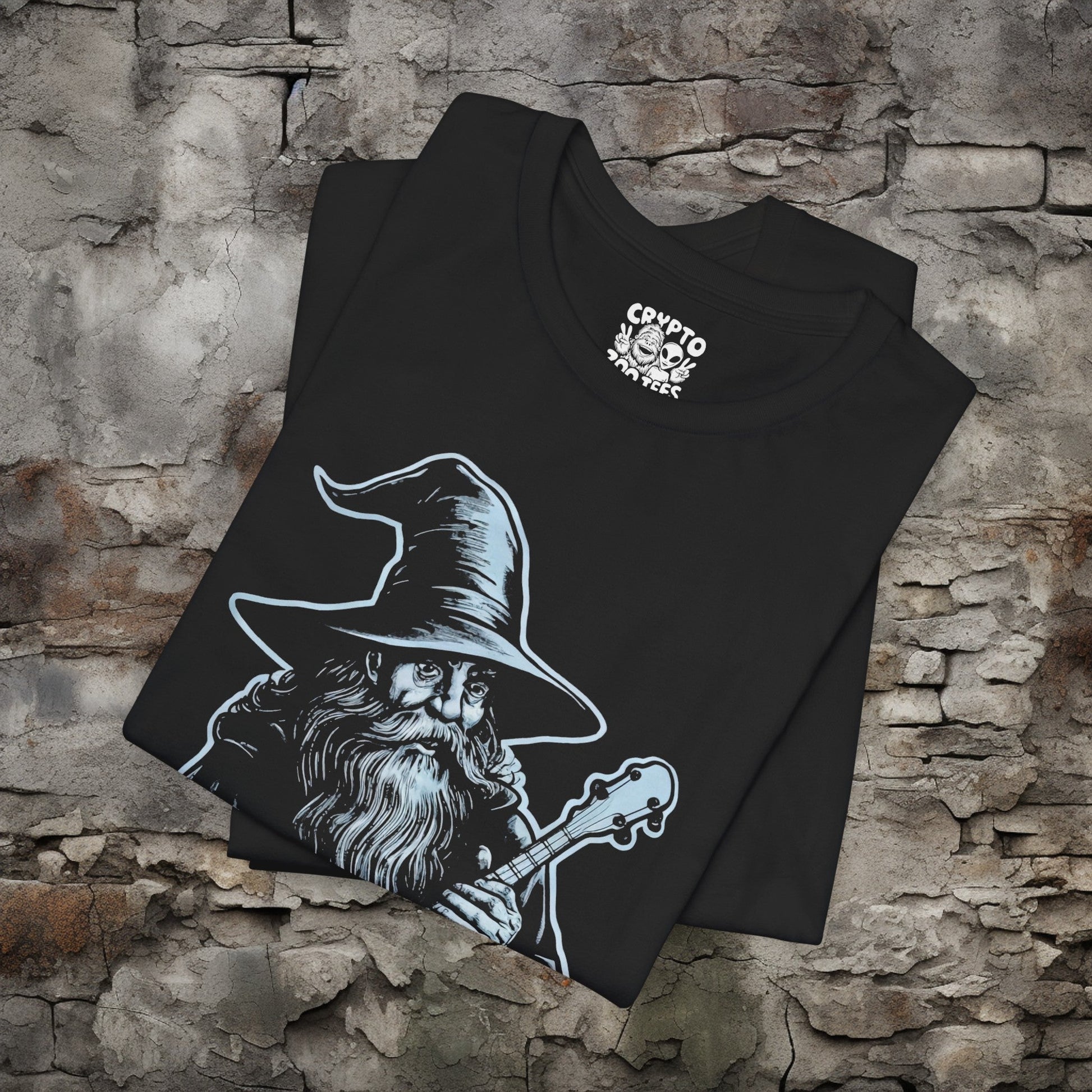 T-Shirt - Banjo Playing Wizard Tee | Bella + Canvas Unisex T-shirt from Crypto Zoo Tees