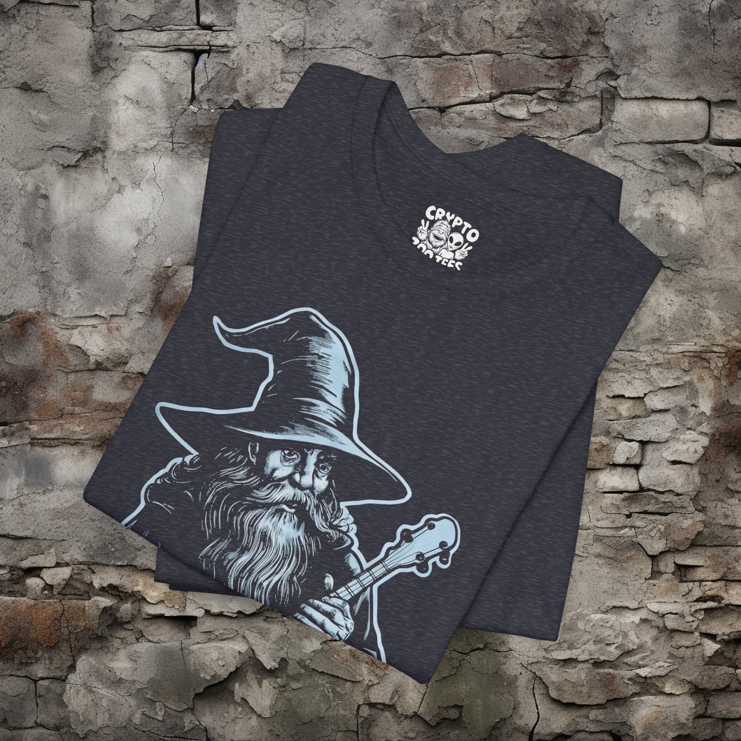 T-Shirt - Banjo Playing Wizard Tee | Bella + Canvas Unisex T-shirt from Crypto Zoo Tees