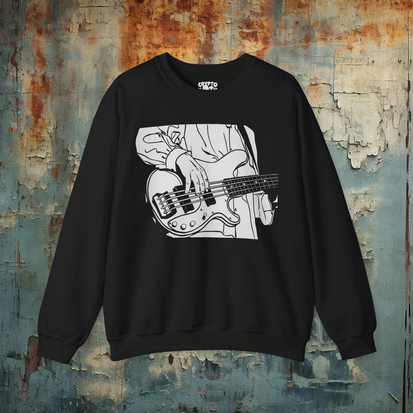 Sweatshirt - Bass Guitar Player Sweatshirt - Cozy Unisex Music Lover Pullover from Crypto Zoo Tees