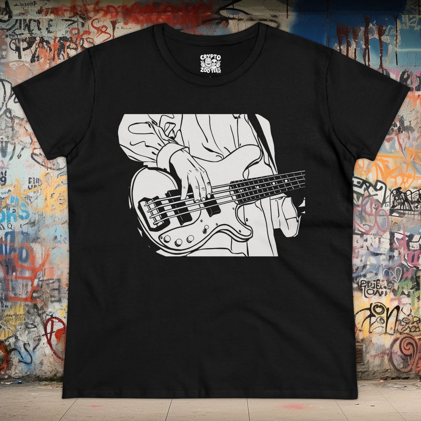 T-Shirt - Bass Guitar Player Women's Tee - Stylish Music Lover T-Shirt Ladies Tee from Crypto Zoo Tees