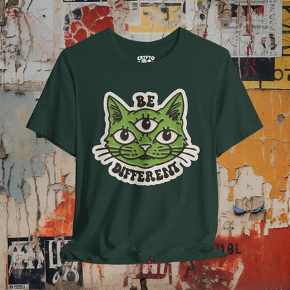 T - Shirt - Be Different Three Eyed Cat | Bella + Canvas Unisex T - shirt from Crypto Zoo Tees