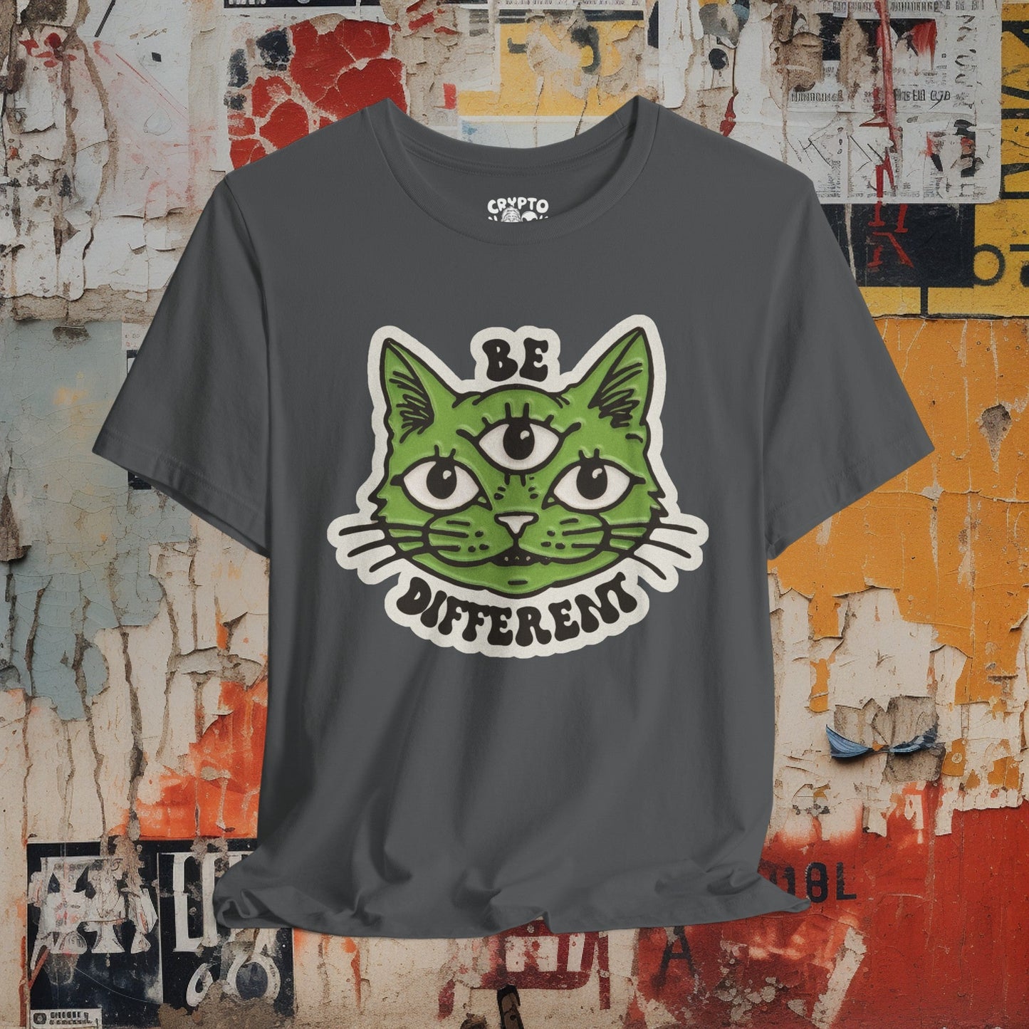 T - Shirt - Be Different Three Eyed Cat | Bella + Canvas Unisex T - shirt from Crypto Zoo Tees