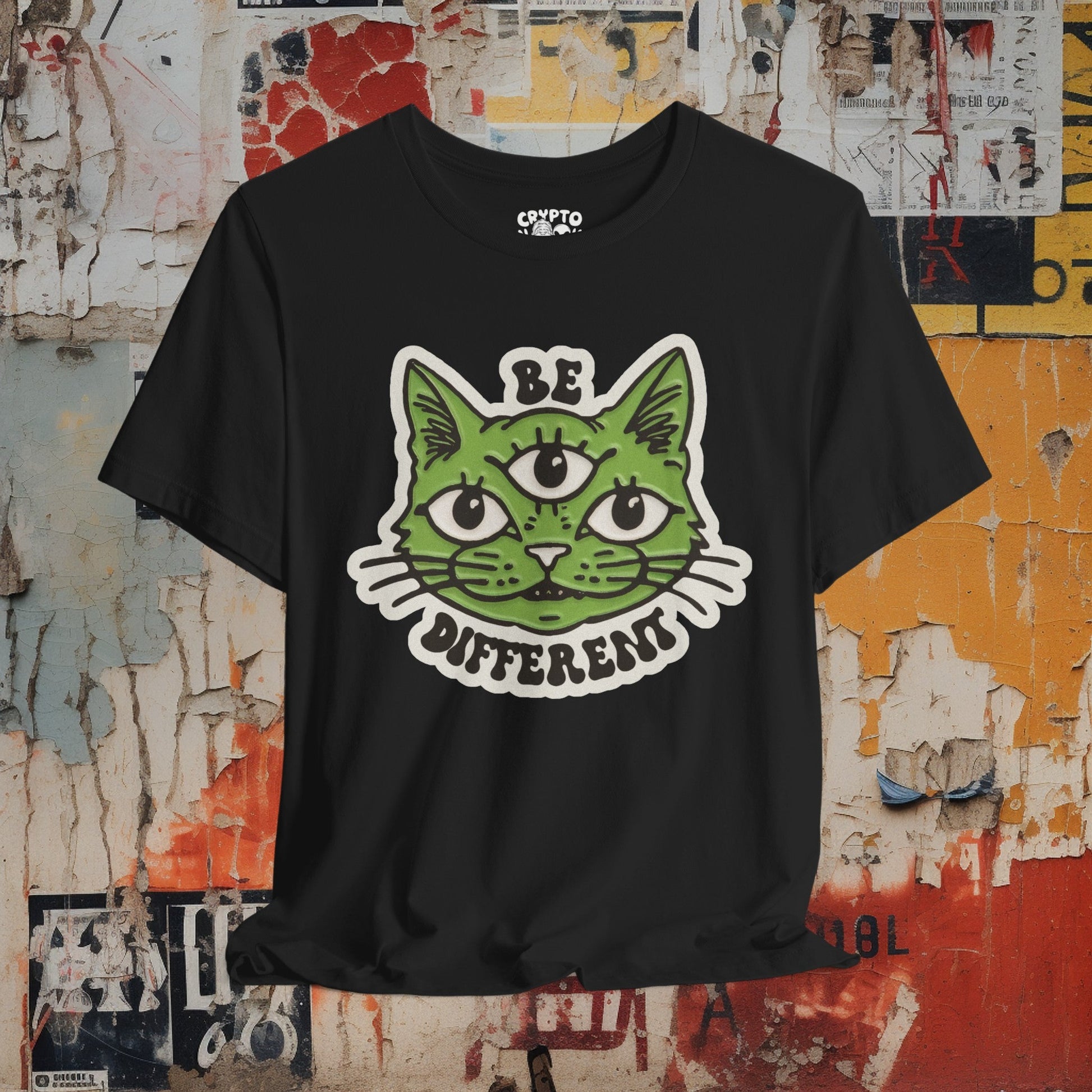 T - Shirt - Be Different Three Eyed Cat | Bella + Canvas Unisex T - shirt from Crypto Zoo Tees