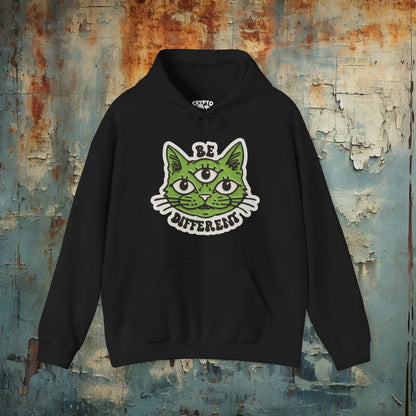 Hoodie - Be Different Three Eyed Cat | Hoodie | Hooded Sweatshirt from Crypto Zoo Tees