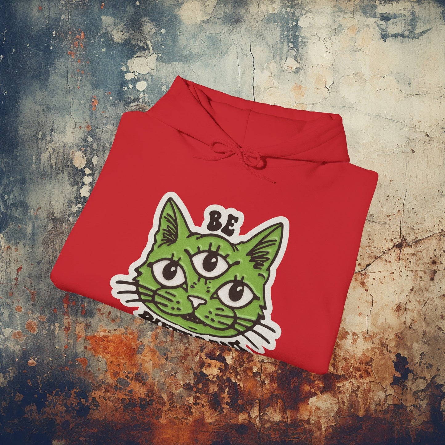 Hoodie - Be Different Three Eyed Cat | Hoodie | Hooded Sweatshirt from Crypto Zoo Tees