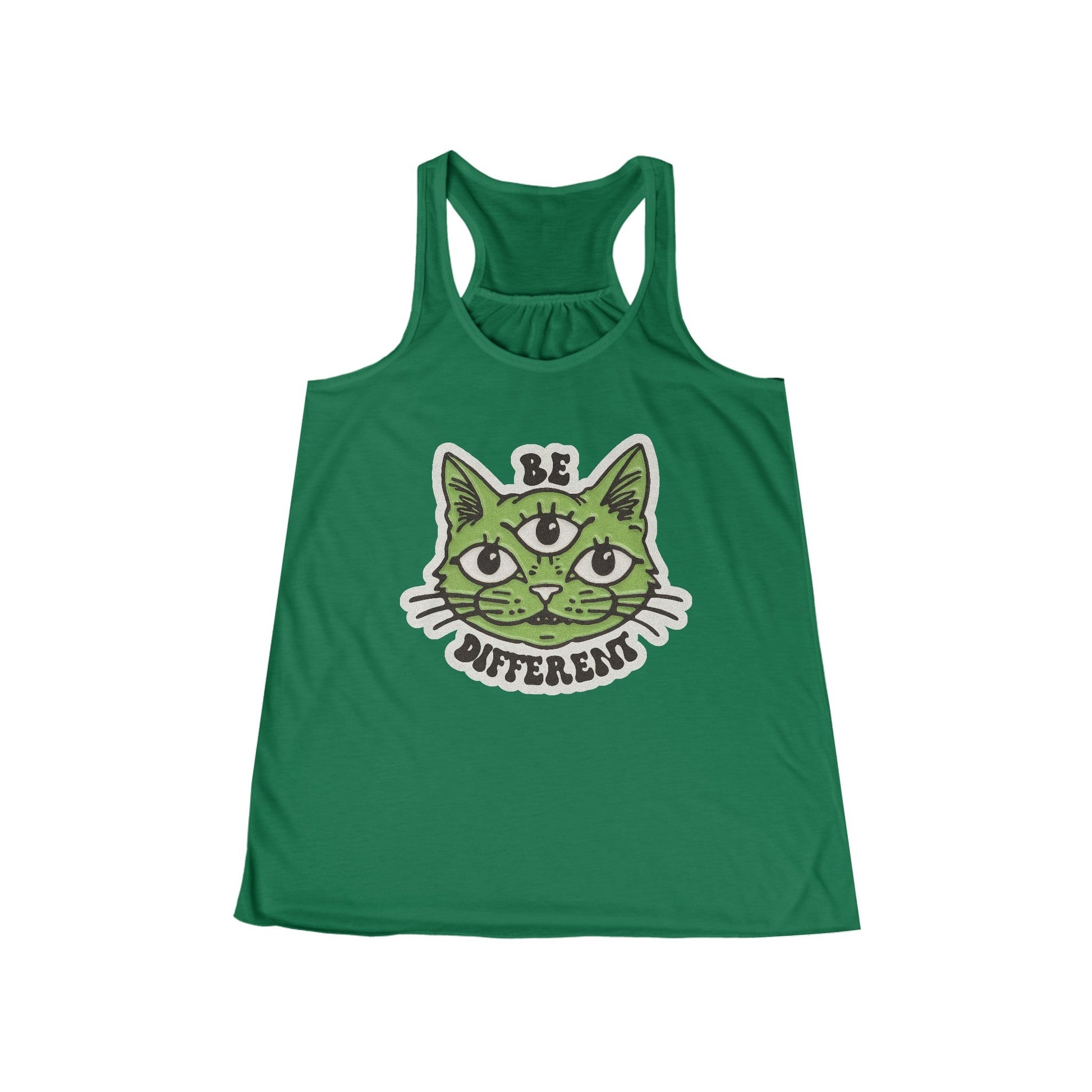 Tank Top - Be Different Three Eyed Cat | Ladies Racerback Tank Top from Crypto Zoo Tees