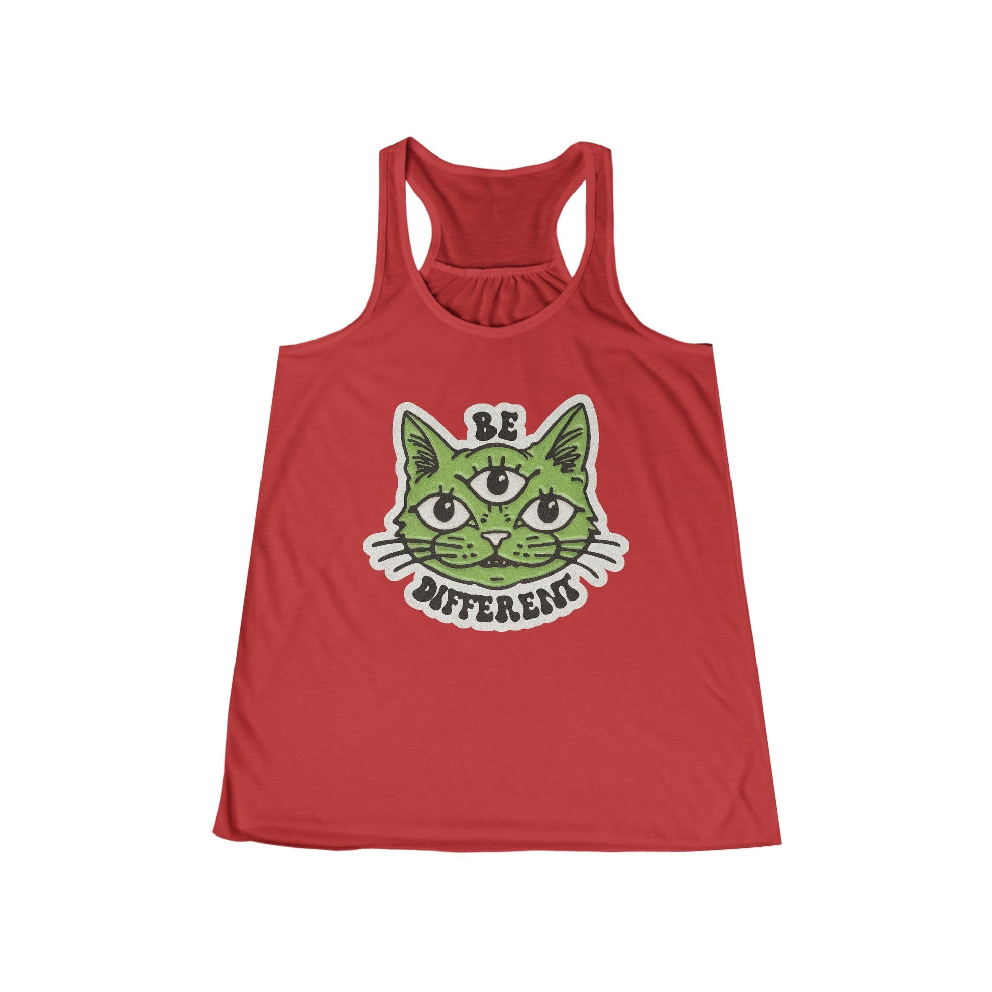 Tank Top - Be Different Three Eyed Cat | Ladies Racerback Tank Top from Crypto Zoo Tees