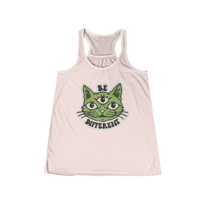 Tank Top - Be Different Three Eyed Cat | Ladies Racerback Tank Top from Crypto Zoo Tees