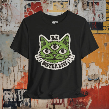 T-Shirt - Be Different Three Eyed Cat OLIVE | Bella + Canvas Unisex T-shirt from Crypto Zoo Tees