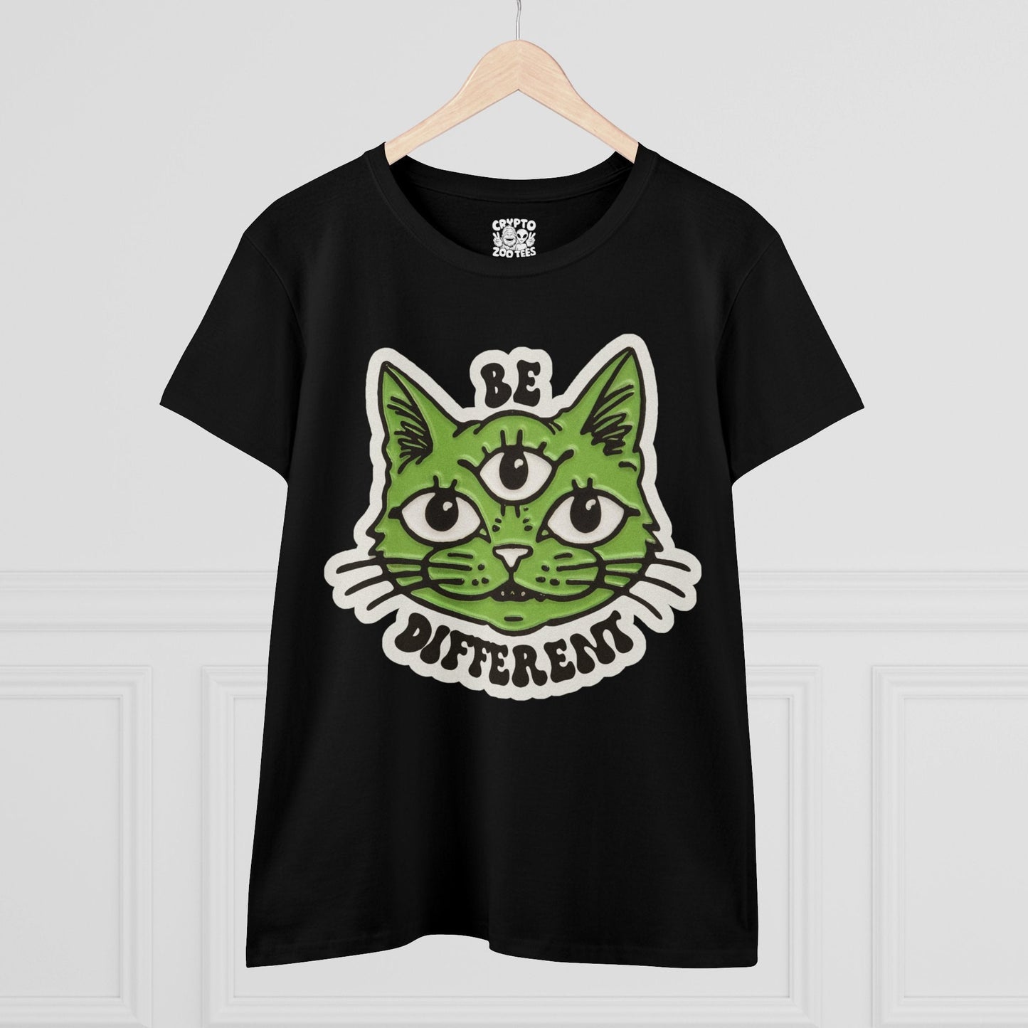 T - Shirt - Be Different Three Eyed Cat | Women's T - Shirt | Cotton Tee from Crypto Zoo Tees