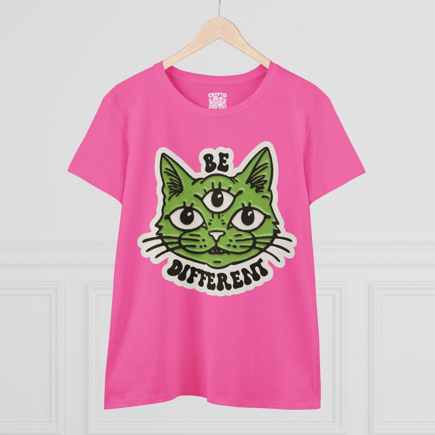 T - Shirt - Be Different Three Eyed Cat | Women's T - Shirt | Cotton Tee from Crypto Zoo Tees