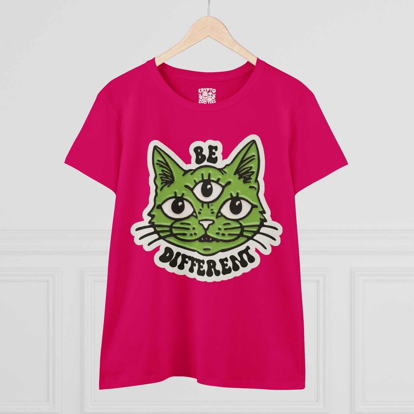 T - Shirt - Be Different Three Eyed Cat | Women's T - Shirt | Cotton Tee from Crypto Zoo Tees