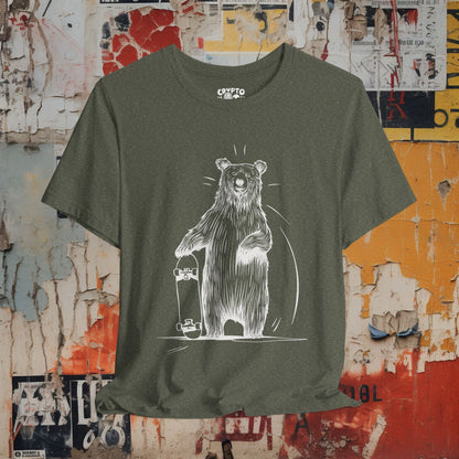 T-Shirt - Bear with Skateboard Tee - Funny Animal Graphic T-Shirt, Retro Skater Style Shirt, Unisex Quirky Gift, Unique Skateboarding Bear Design from Crypto Zoo Tees