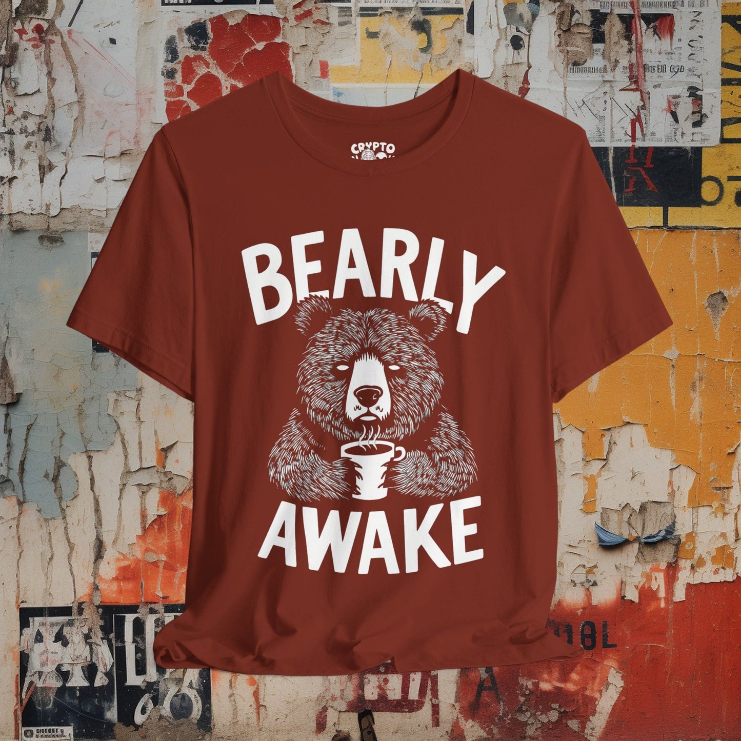 T-Shirt - Bearly Awake T-shirt | Funny Bear with Coffee Shirt | Bella + Canvas Unisex T-shirt from Crypto Zoo Tees