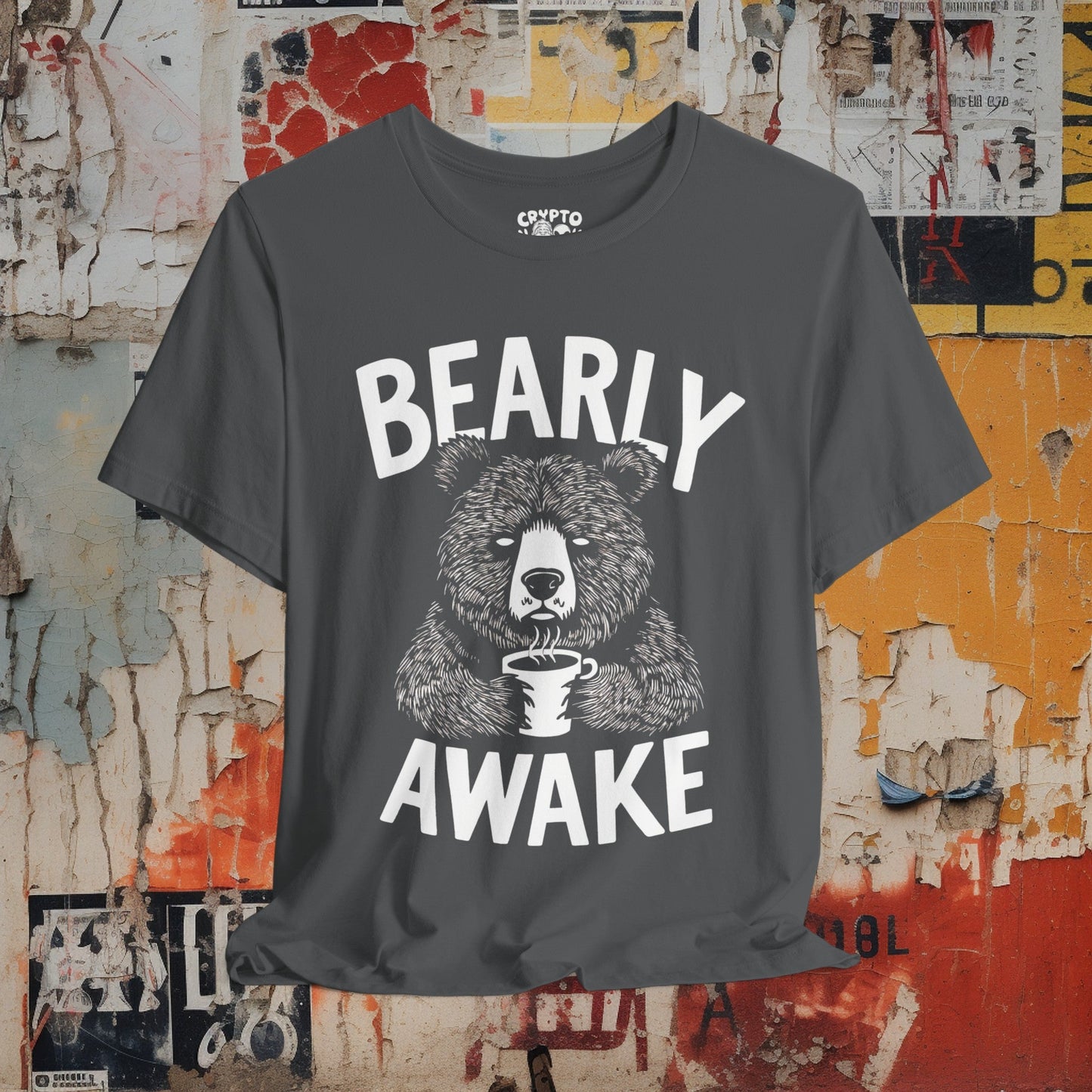 T-Shirt - Bearly Awake T-shirt | Funny Bear with Coffee Shirt | Bella + Canvas Unisex T-shirt from Crypto Zoo Tees