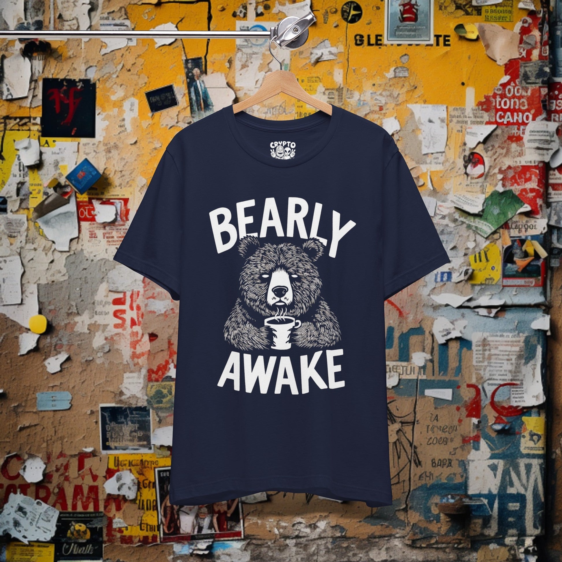 T-Shirt - Bearly Awake T-shirt | Funny Bear with Coffee Shirt | Bella + Canvas Unisex T-shirt from Crypto Zoo Tees