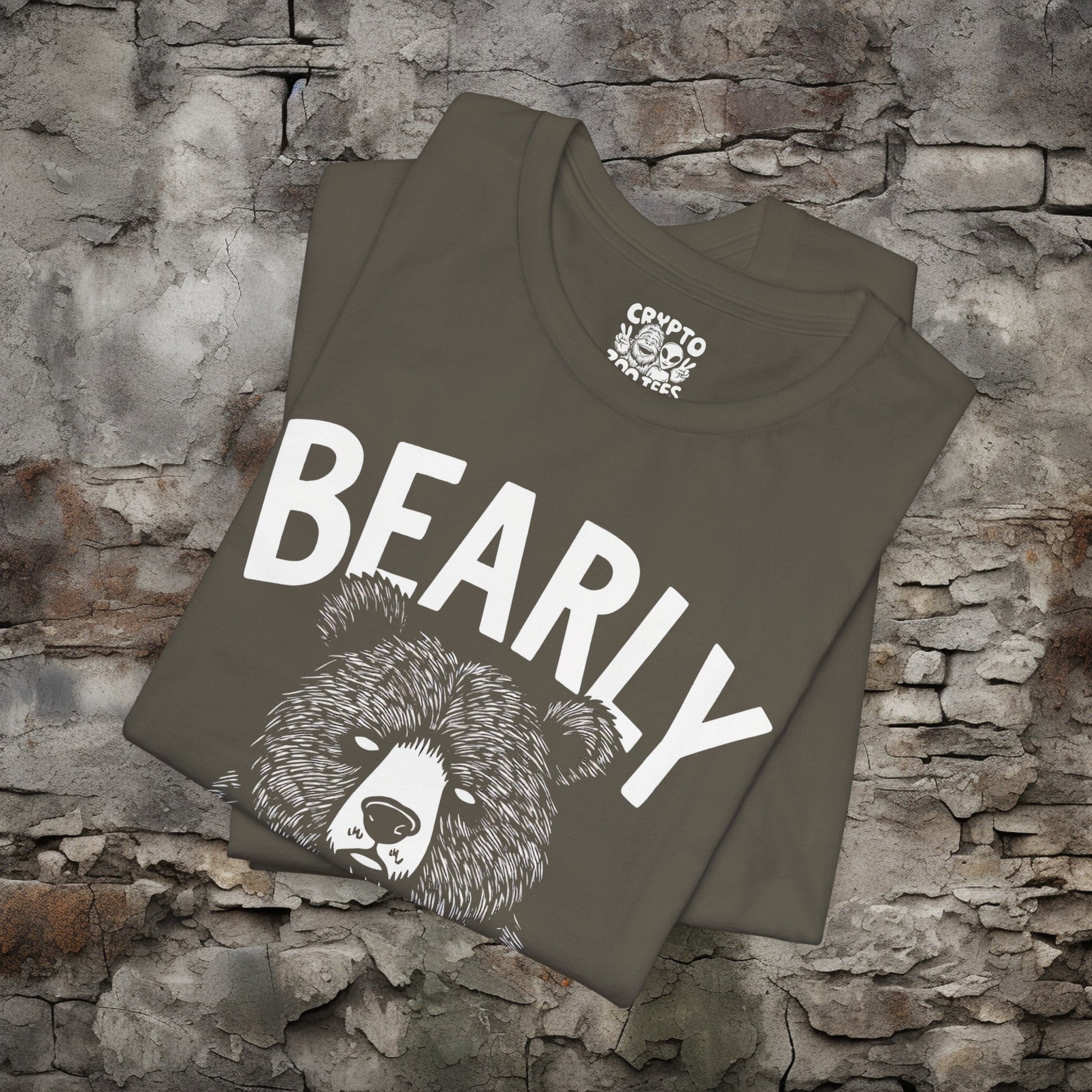 T-Shirt - Bearly Awake T-shirt | Funny Bear with Coffee Shirt | Bella + Canvas Unisex T-shirt from Crypto Zoo Tees